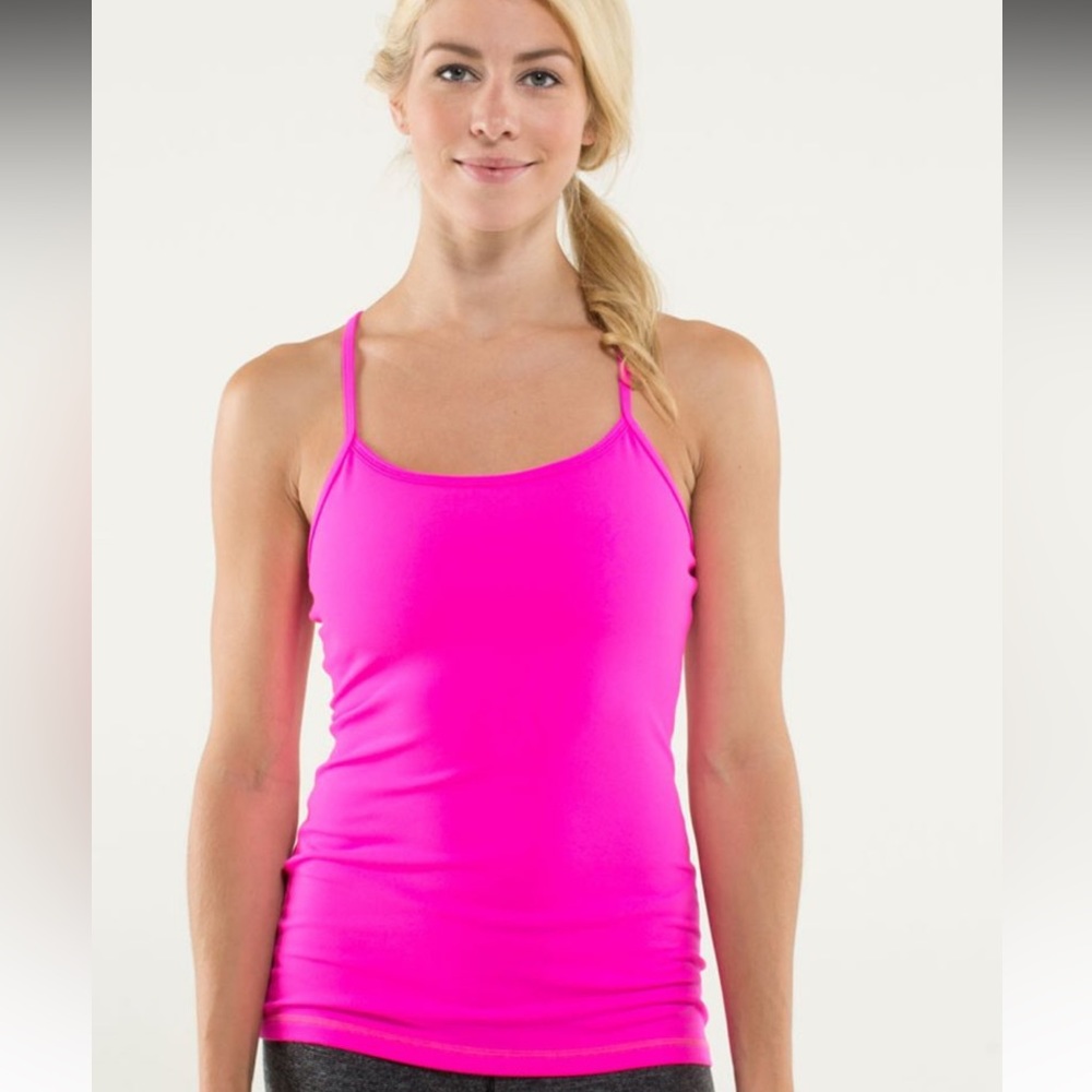 Lululemon Raspberry Glo Power Y tank for yoga, size 6.  Shelf bra, EUC.